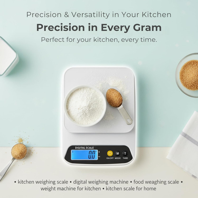 ترازو آشپزخانه دیجیتال مدل scale-Stainless حداکثر ظرفیت قابل اندازهگیری 10 کیلوگرم با دقت اندازهگیری 1 گرم